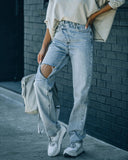 CASUAL IRREGULAR HOLES JEANS