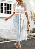 A-LINE MESH PERSPECTIVE DRESS