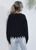 KNITTED V-NECK TASSEL PULLOVER SWEATER