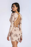 V-NECK IRREGULAR LONG SLEEVE SEQUINED DRESS