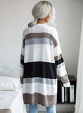THIN COLOR MATCHING STRIPES LOOSE SWEATER
