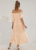 OFF THE SHOULDER SHORT SLEEVE DRESS