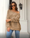 LOOSE ROUND NECK SOLID COLOR SWEATER