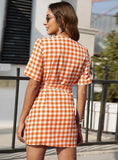 IRREGULAR PLAID PRINT DRESS