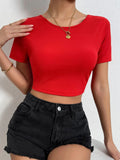 SEXY BACKLESS SHORT SLEEVE T-SHIRT