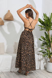 LEOPARD V-NECK SUSPENDER DRESS