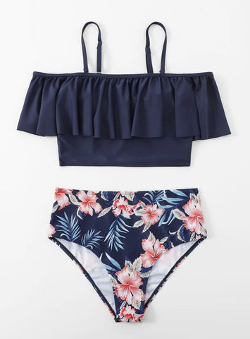 LOTUS LEAF SWIMSUIT OFF THE SHOULDER BIKINI