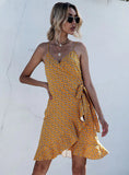 FLORAL SKIRT FLOUNCE SLING DRESS