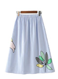 Waist Pockets Ladies Fashion Streetwear Mid-Calf Skirt