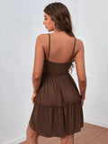 CASUAL V-NECK WAIST KNITTED SLING DRESS
