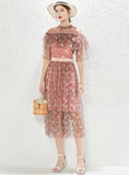 LOTUS LEAF FLORAL GAUZE TWO-PIECE SET