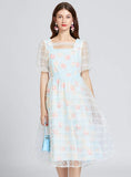 BLUE BUBBLE SLEEVE LACE SUPER FAIRY DRESS