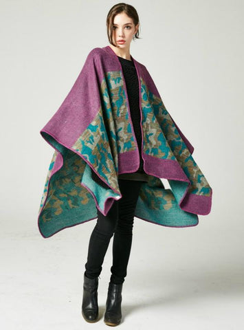 CAMOUFLAGE CASHMERE SPLIT LONG PADDED SHAWL