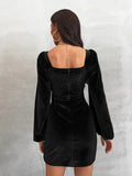 SEXY VELVET LONG SLEEVE DRESS