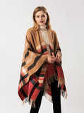 PRICK PLAID FRINGE JOKER WARM SHAWL CLOAK