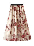 BUTTERFLY MESH MEDIUM LONG SKIRT