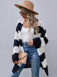 LONG SLEEVE STRIPED SWEATER COAT