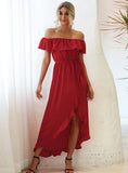 HIGH WAIST IRREGULAR OFF THE SHOULDER DRESS