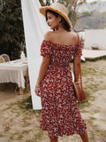 BOHEMIAN PRINTED SHORT SLEEVE DRESS
