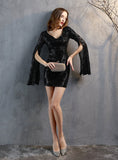 V-NECK SEQUINS SHORT SLEEVE PARTY DRESS