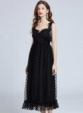 TULLE FLOCKING BOW SLING PARTY DRESS