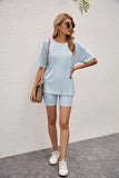 CASUAL SOLID COLOR SHORTS TWO-PIECE SUIT