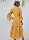 V-NECK CASUAL LOOSE FLOUNCE DRESS