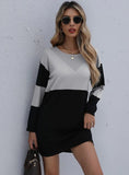 TURTLENECK NECK LOOSE KNIT STITCHING SWEATER DRESS