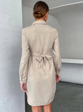 WRAPPED LONG SLEEVE LAPELS DRESS