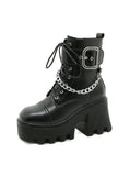 SIDE ZIPPER METAL CHAIN MARTIN BOOTS