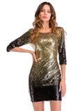 ROUND NECK BACKLESS MINI SEQUINED DRESS