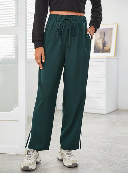 HIGH-WAIST LOOSE SPLICED SPLIT SPORTS PANTS