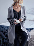 LEOPARD PRINT CARDIGAN RETRO STITCHING SWEATER COAT