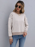 JACQUARD ROUND NECK PULLOVER SWEATER