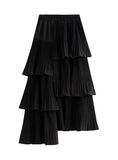 ASYMMETRIC PLEATED RUFFLE IRREGULAR SKIRT