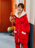 CHRISTMAS REINDEER LONG ROBE LOVELY WINTER CORAL FLEECE