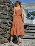 SUSPENDER HIGH WAIST ORANGE DRESS