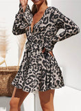 SUMMER CHIFFON DRESS WOMEN LEOPARD PRINT BOHO BEACH DRESSES
