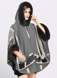 LOOSE COLLAR POCKET KNITTED CARDIGAN SHAWL CAPE