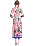 PRINTED PLEATED SLIM MEDIUM AND LONG DRESS
