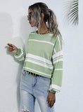 ROUND NECK STRIPED BASE KNITTED SWEATER