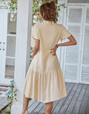SOLID BUTTON CASUAL DRESS