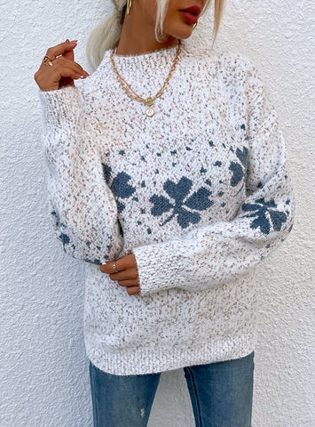 CHRISTMAS HALF TURTLENECK SNOWFLAKE SWEATER