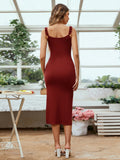 V-NECK RUFFLED STRAP HIP DRESS