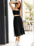 BLACK STRAP SLEEVELESS SEXY SUIT SKIRT