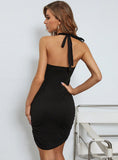 SLIM SOLID COLOR CROSS SLING HIP DRESS