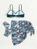 SPLIT HARD-CLAD STEEL SUPPORTING THREE PIECE SWIMSUIT
