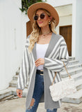V-NECK DIAMOND STRIPED CARDIGAN SWEATER COAT