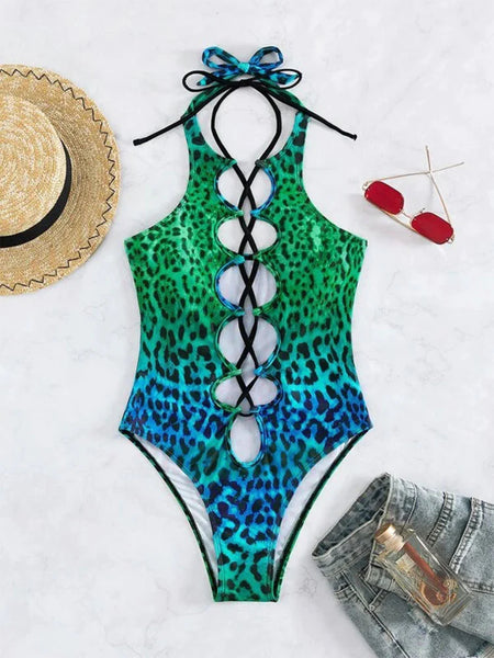 HOLLOW STRAP SEXY ONE-PIECE SWIMSUIT