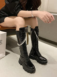 DATONG WAIST TALL TUBE SLIM MARTIN BOOTS